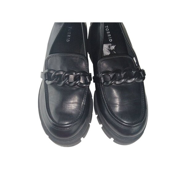 Torrid Black Chunky Loafer Chain Platform Slip On Heel Shoes SIZE 9.5 - Picture 2 of 10